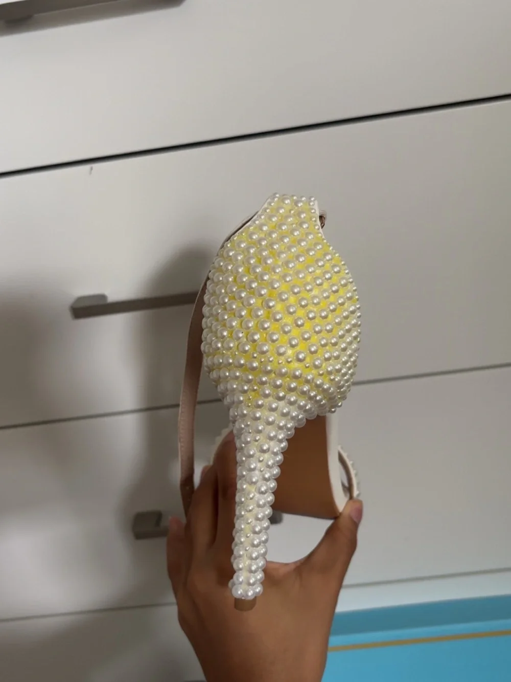 Ivory Pearl Embellished Women's Heels